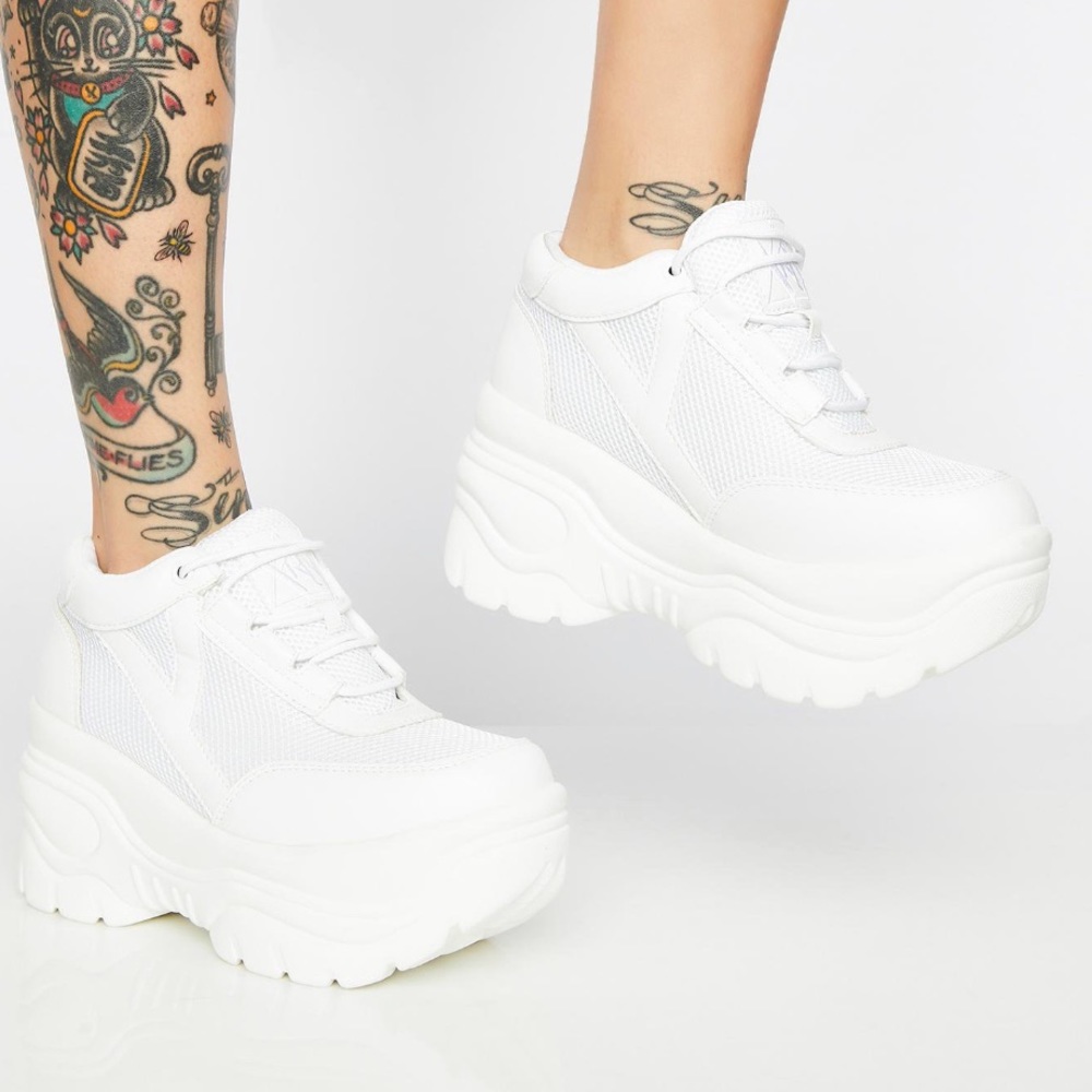 NEW YRU White Matrixx Platform Sneakers